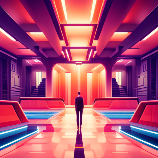 saturated color palette, symmetrical framing, quirky characters, retro-futuristic design, AI technology, sci-fi influences, futuristic architecture, playful tone