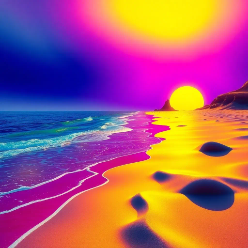 surreal beachscape, Salvador Dalí, vibrant hues, abstract forms, shimmering water, idyllic coastline, ethereal lighting, modern aesthetic, dreamlike atmosphere, playful mood, twisting sands, reflective surfaces, flowing lines, soft textures, immersive experience, innovative design, contemporary influences