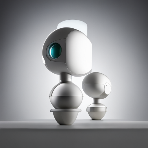 minimalist, geometric, robot, sculpture, cute, simplicity, white space, light sources, texture, front-facing perspective