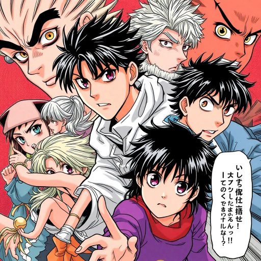 dynamic characters, intricate storylines, vibrant colors, expressive eyes, Japanese influence, manga artists like Rumiko Takahashi, bold lines, dramatic angles, emotional depth, intricate backgrounds, storytelling, cultural motifs, fantasy elements, youthful energy, cel shading, high contrast, action-packed scenes, panel composition, movement and motion, contemporary setting, exploration of themes, character development, symbolic imagery, dialogue-driven, rich textures