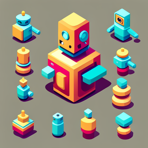 isometric, plastic, robot, application, mascot, low-poly, geometric shapes, minimal, futuristic, cute, technological, bright colors, 3D, low detail, cartoonish