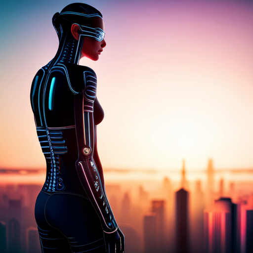 cybernetic-humanoid, post-human, dystopian, futuristic-cityscape, holographic-interface, binary-code, data-visualization, machine-learning, cyberpunk, neon-lighting, social-commentary, artificial-intelligence, techno-organic, virtual-reality, circuit-board, data-mining, digital-consciousness, glitch-art, generative-art, wireframe, matrix