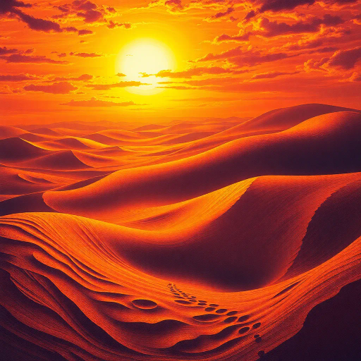 rich desert landscape, swirling sands, inspired by Arabian Nights, ornate patterns, jewel tones, twilight hues, opulent textiles, ethereal glow, T.E. Lawrence echoes, calligraphy influence, mystique and adventure, caravan trails, golden sunlight, exotic atmospheres, ancient architecture, intricate mosaics, surreal skies, mythical elements, storytelling depth, Henri Matisse influence, dramatic shadows, cultural richness, harmonious blend, vibrant storytelling