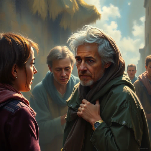 realistic scenes, vivid colors, natural lighting, high detail, hyperrealism, emotional depth, dynamic composition, rich textures, lifelike portrayal, atmospheric perspective, Renaissance influence, visual storytelling, vibrant realism, everyday moments, intricate details, expressive nuances, candid pose, authentic representation, genuine emotion, true-to-life depiction