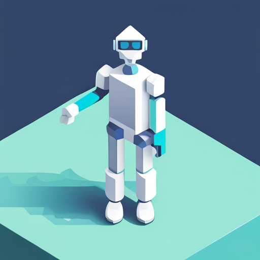 isometric, plastic, robot, app, sunglasses, white background, minimalist, 3D modeling, low-poly, geometric shapes