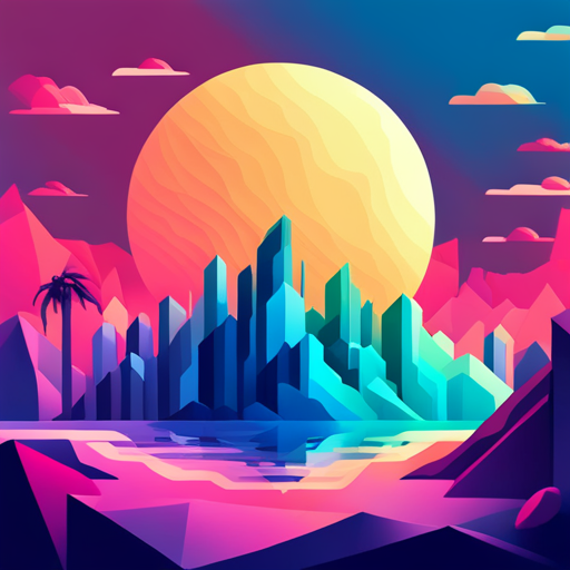 Low polygon vector illustration of an AI signal transmitting through noise, inspired by digital glitches and distortion, with a color palette reminiscent of early 90s computer graphics and a futuristic, sci-fi mood.