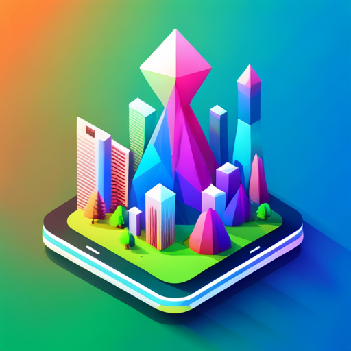 Low-poly, news, AI, signal, app icon, geometric shapes, technology, digital art, digital manipulation, futuristic, grid layout, vibrant colors