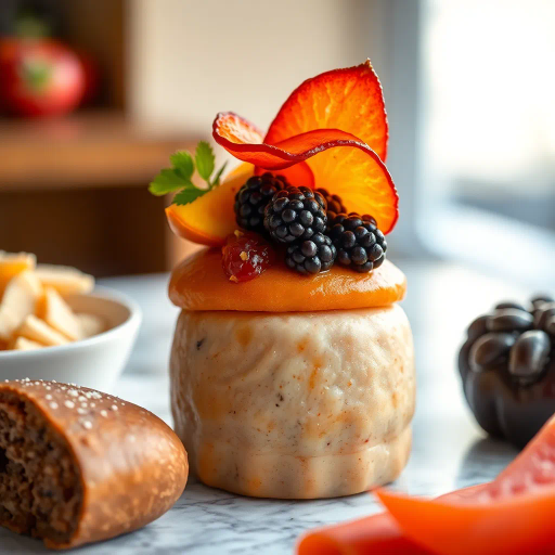 hyper-realistic, culinary artistry, vibrant colors, exquisite detail, food styling, natural lighting, soft focus, still life composition, gastronomic presentation, rich textures, culinary artistry, vibrant colors, exquisite detail, master chefs, modern cuisine, Louis Daguerre influence, sumptuous, celebratory atmosphere, macro lens perspective, culinary textures, palatable harmony, Ed Ruscha influence, gourmet, sensory experience, appetizing, visual feast, harmonious balance, enticing presentation, contemporary elegance