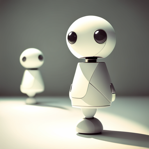 Minimalist, geometric, robot sculpture, cuteness, simplicity, white space, light sources, texture