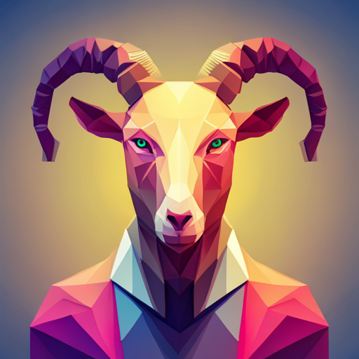 abstract, vector, low-poly, goat, robot, geometric shapes, neon colors, robotic texture, minimalistic, 3D modeling, digital art