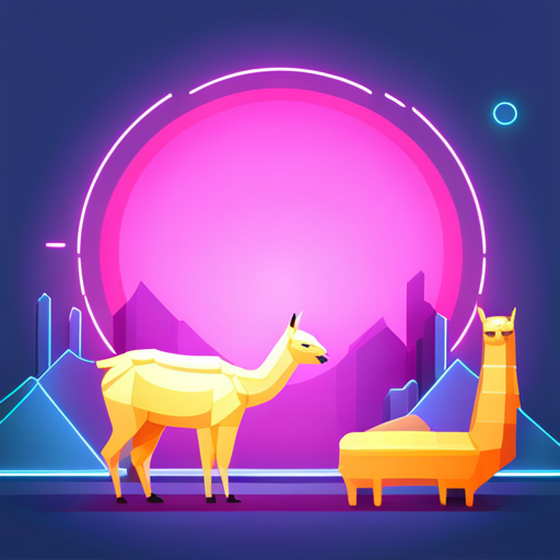 geometric, futuristic, neon, vector, animal, machine, robotic, llama, abstract