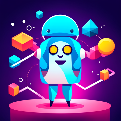 geometric shapes, vector graphics, robotics, cuteness, bright colors