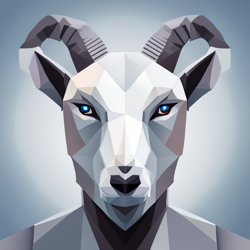 abstract, vector, low-poly, small, goat, robot, polygonal, geometric shapes, minimalism, vibrant colors, digital art, modernism, futuristic, AI, technology, simplicity, sharp edges, symmetry