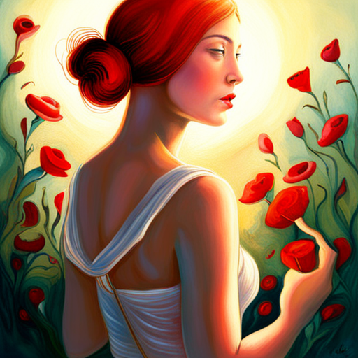 red, nature, delicate, emotional symbolism, chiaroscuro, impressionism, fragility, life cycle, art nouveau