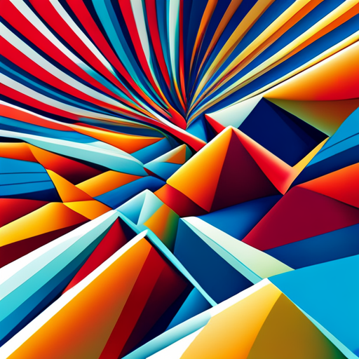 retro futurism, abstract art, vector design, sci-fi elements, geometric shapes, bold colors, contrast, parallel lines, optical illusions, 1960s, 1970s, futurism, space age, mod design, postmodernism, atomic age, computer graphics