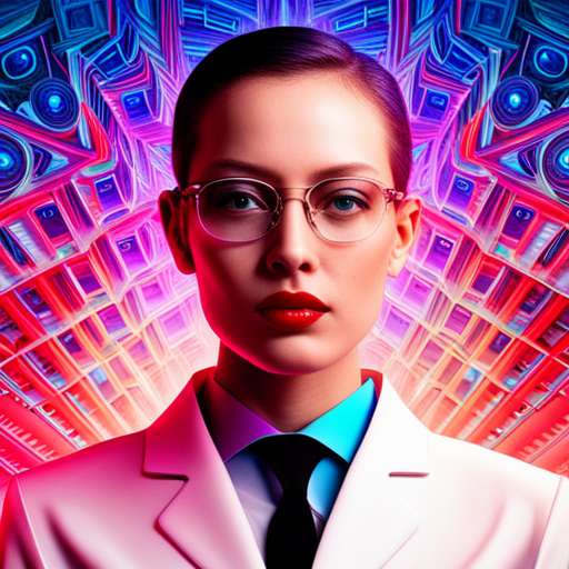 AI programming, singularity matrix, abstract shapes, cyberpunk, postmodernism, vivid colors, exploring identity, consciousness