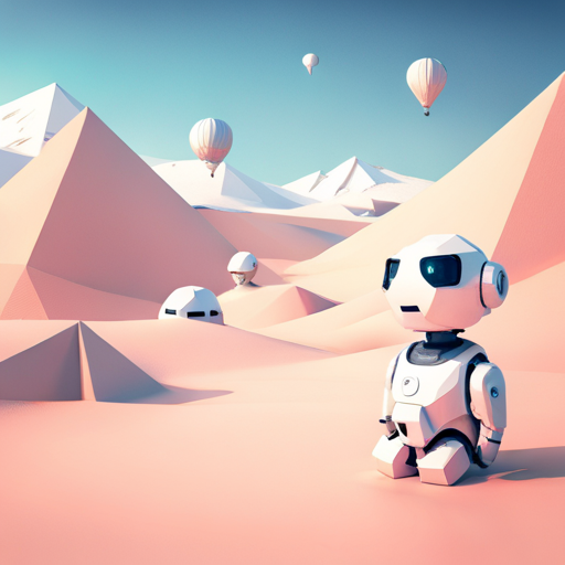 Minimalist, geometric shapes, white aesthetic, robotics, low-poly, digital rendering, 3D modeling, friendly, cute