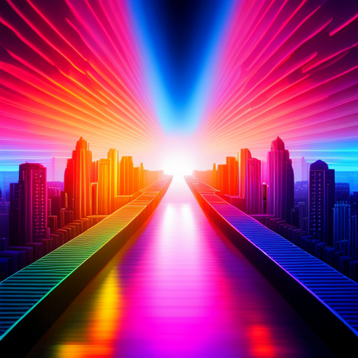 vibrant colors, geometric shapes, cyberpunk influences, surrealism, dynamic composition, futuristic aesthetic, neon lights, arcade games, digital glitches, generative art