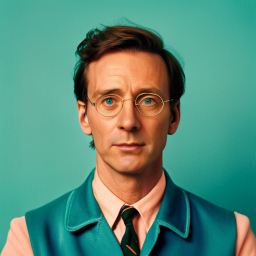 Wes Anderson, directing, movie, Her, Mooboard, retro-futuristic, colors, symmetrical shots, mid-century modern, technology, isolation, human-technology relationship, bittersweet, whimsical, melancholic, quirky, unconventional, ambient sounds, indie, futuristic, vintage fonts, handcrafted details, pastel tones, overhead shots, strong composition, unique set design, minimalism, visual storytelling