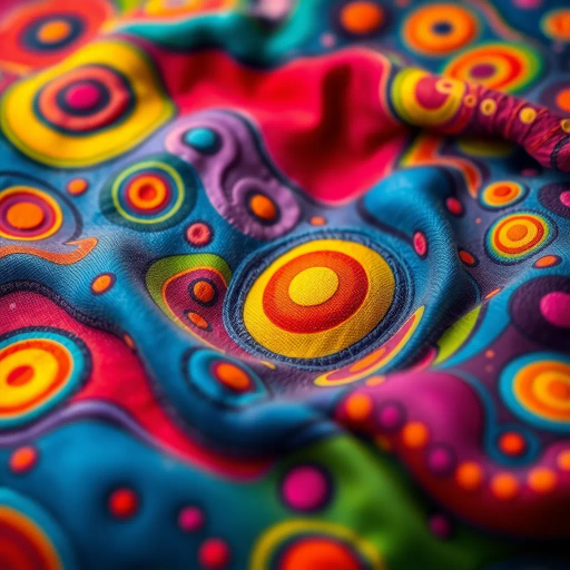 vibrant colors, whimsical design, textile patterns, cozy texture, surrealism, Salvador Dali influence, playful shapes, imaginative fabric, detailed weaves, warm lighting, abstract forms, cotton softness, artistic expressionism, fluid movement, contrasting hues, dreamlike aura, contemporary fashion, soft focus, layering, textile arts, cartoony essence, oversized perspective, intricate stitching, fun and quirky, bold outlines, dynamic composition