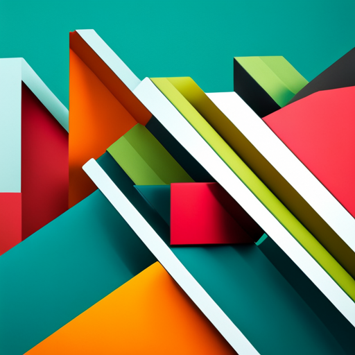 dynamic shapes, vibrant colors, angular lines, bold composition, contemporary design, geometric abstraction, sleek logo, minimalist brand identity